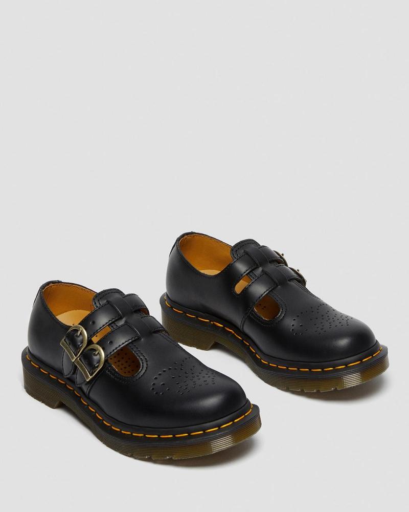 Black Women's Dr Martens 8065 Smooth Leather Mary Jane Shoes | CA 334JPQ